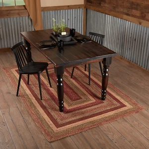 Area Rug Cider Mill Jute Primitive 60x96 Red Rect No Slip Floor Mat VHC Brands - Picture 1 of 10