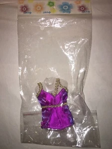 Vintage 70s Barbie Doll HALTER BLOUSE (No Label) New Rare Purple Gold Tank Shirt - Picture 1 of 6