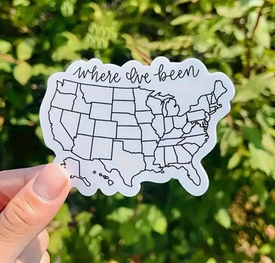 USA Map Vinyl Sticker "Where I've Been" - Colorable/ Decal for Travel Enthusiast