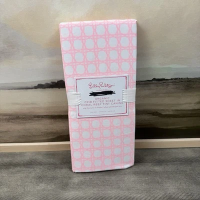 Pottery Barn Kids Lilly Pulitzer Coral Reef Tint Caning Crib Fitted Sheet Pink - Image 1 of 4