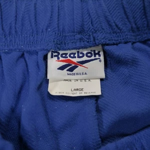 Vintage 90er Reebok Shorts hohe Taille 3,5" Schrittlänge hergestellt in den USA SM5BF102 BLAU Large - Bild 1 von 16