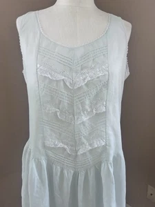 VTG VICTORIA SECRET PALE Blue Babydoll COUNTRY NightGown Cotton PRAIRIE Sz M - Picture 1 of 6
