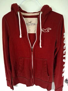 Herren Hollister Hoodie Frontreißverschluss weinrot Größe Small - Bild 1 von 4
