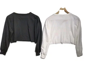 2 x Boohoo Ladies Teens  Pullover Long Sleeve Cropped Tops Size 10 EUC - Picture 1 of 5