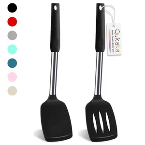 2 Pack Silicone Spatula Set,Solid & Slotted Spatulas Silicone Heat Resistant,... - Picture 1 of 7