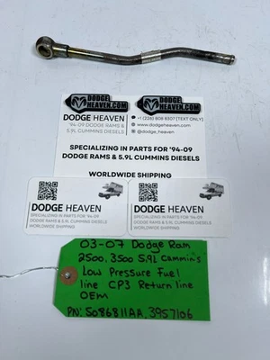 Dodge Ram 2500 3500 2003-2007 5,9 L Cummins CP3 línea de retorno 5086811 3957106 fabricante de equipos originales Foto 1 de 4