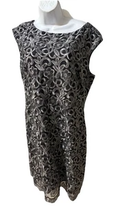 Vestido Vaina Lauren Ralph Lauren Metálico Bordado Floral Manga Gorra Talla 18#26 - Imagen 1 de 12
