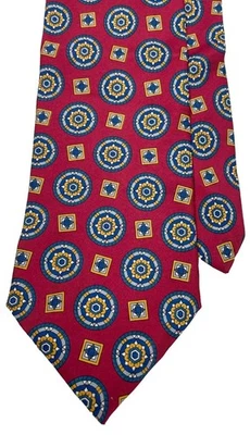 Corbata de seda Hathaway geométrica roja cachemira hecha en EE. UU. 4" X 59" sin cargos de importación Foto 1 de 4