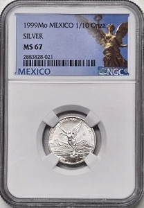 1999 Mexico Libertad 1/10 Oz. Silver Coin - NGC MS67 - Picture 1 of 2