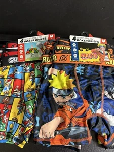 Boys Boxer Briefs Underwear Super Mario Naruto Athletic Med (8) Lot Of 2 8 Pair - Picture 1 of 5