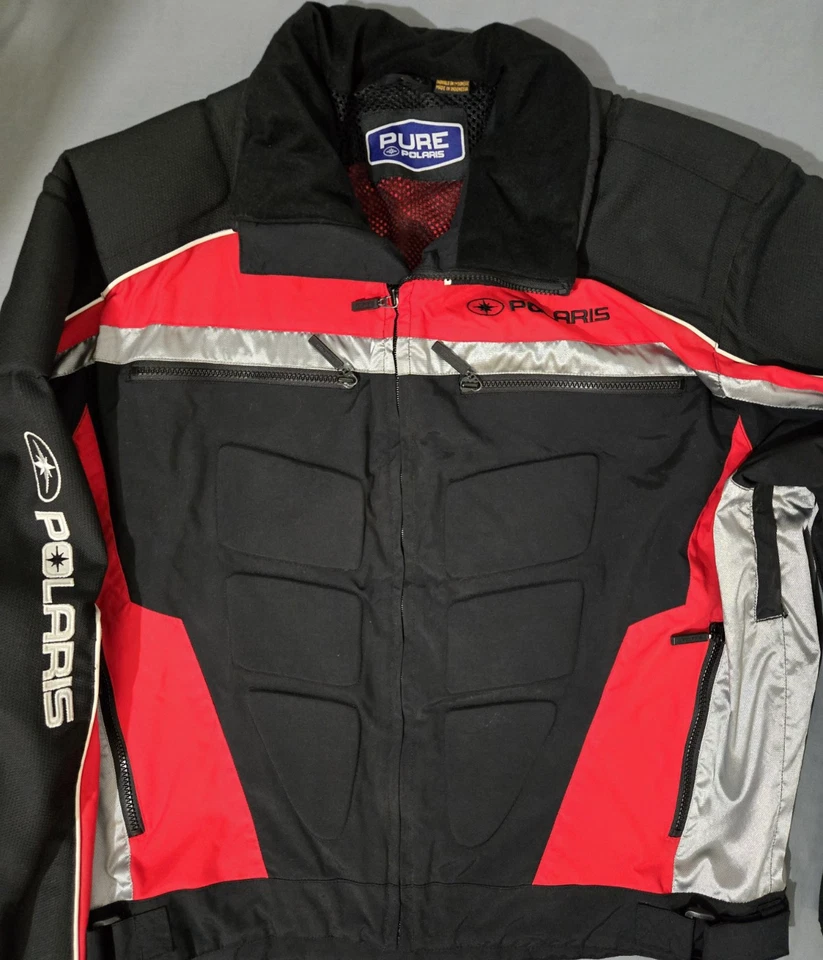 Polaris riding jacket mens Large vented mesh red black silver padded chest elbow - Image 1 of 4