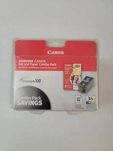 Genuine CANON Ink & Paper CL100 Combo Pack CLI-36 Color Ink Cartridge New Sealed - Picture 1 of 3