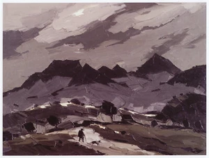 Farmer below Moelwyn Mawr Kyffin Williams Wales print in 11x14 mount SUPERB - Picture 1 of 1