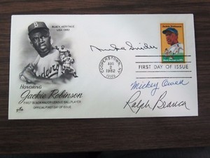 Duke Snider & Ralph Branca & Mickey Owens Autograph Envelope / cachet Dodgers