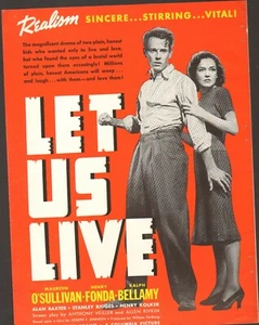 Movie ads 1939-Let us Live O'Sullivan--Fonda--Bellamy-----37 - Picture 1 of 1