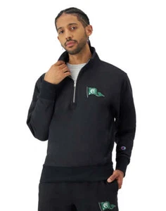 Champion Reverse Weave Quarter Zip Pullover Pennant Logo Black S6873 586DQB 003 - Foto 1 di 10