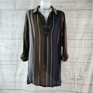 Daytrip Damen Popover Top Gr. Medium Mehrfarbig Streifen Riegel Langarm - Bild 1 von 6