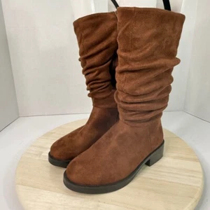 Steve Madden Sock Boots Youth Size 2 JCecee Cognac Suede Slouch Winter Boot - Picture 1 of 19