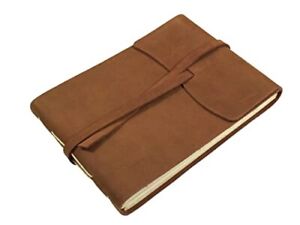 Rustic Genuine Leather Photo Album With Gift Box Scrapbook Style Pages Holds 60 