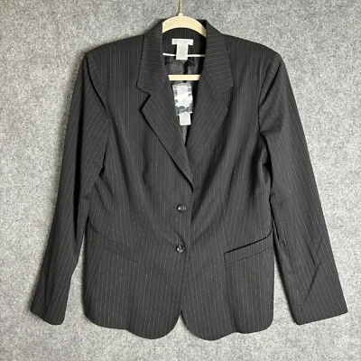 NEW Worthington Blazer Jacket Women's 12 Black Gray Pinstriped Stretch Lined - Image 1 of 4