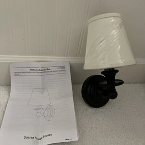 Pottery Barn Sussex Shade Wall Sconce w/ Shade Matte Black 11.5"h #4809 - Picture 1 of 8
