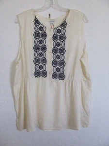 True Religion Embroidered Sleeveless Top-Viscose Blend- Bone-Size XL -NWT $129 - Picture 1 of 9