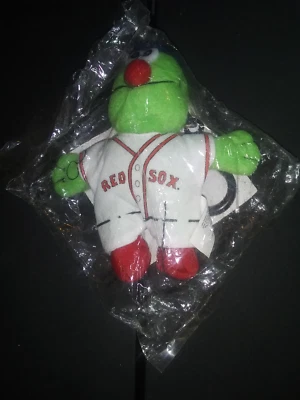Vintage Boston Red Sox Plush Keychain. 2000 Papa Ginos Wally the Green Monster - Image 1 of 4