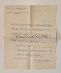 SACHVERSTÄNDIGENGEWERKSCHAFT DER PROVINZ ROM - Informationen Eintragung in das Verzeichnis 1929 - Bild 1 von 2