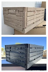 Plastic Wood Grain Black Tan 6423 Reusable Stackable Folding Crate * GUC - Picture 1 of 6