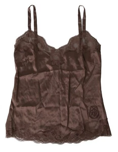 DOLCE & GABBANA Underwear Brown Logo Silk Sleepwear Camisole Top IT4 / L 620usd - Picture 1 of 7