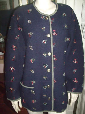 CAPPOTTO GIACCA TRACHTEN LODEN GEIGER PURA LANA COTTA  BLU 50/52 DISEGNI - Immagine 1 di 4