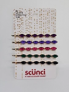 SCUNCI Bejeweled Bobby Pins 5-Piece Set - Elegant Hair Accessory for Sparkling - Picture 1 of 2