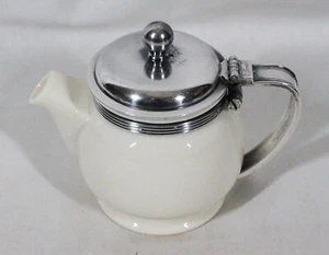 SELTEN! VINTAGE 1936 LENOX A.S.A. LINIEN. WEISS + VERSILBERTE SCHARNIERTE DECKEL TEEKANNE - Bild 1 von 14