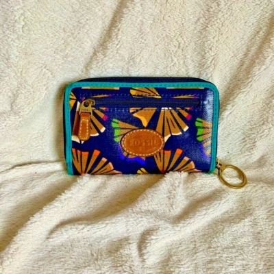 Fossil Women's Wallet/Keyring Multicolored Coated Canvas Floral Zip Around - Image 1 of 4