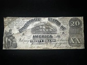 1861 T-18 $20 The Confederate States of America Note - CIVIL WAR Era Nt1634 - Picture 1 of 4