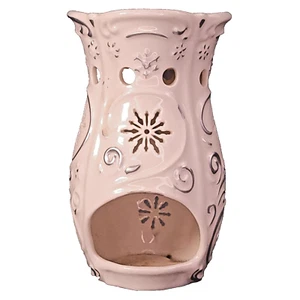 Yankee Candle Cream Silver Porcelain Snowflake Tea Light Warmer Holiday - Picture 1 of 8
