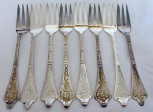 8 SCHÖNE ALTE KUCHENGABELN AUS DÄNEMARK 830er SILBER ECHTSILBER #12349 - Bild 1 von 6