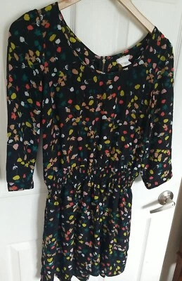 Anthropologie COOPERATIVE 花卉印花连衣裙背心裙夏季 3/4 口袋小号  — 第 1/4 张图片