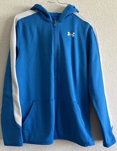 Under Armour Half Zip Pullover Front Pocket Boys XL Blue White - Picture 1 of 8