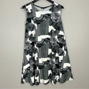 Kozan Abstraktes Etuikleid Tunika Damen Gr. L Ärmellos Stretch Strick Art Boho - Bild 1 von 6