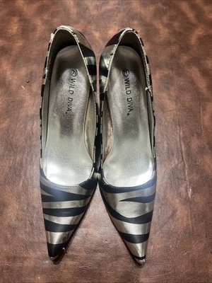 Tacones de cebra Wild Diva talla 7,5 Foto 1 de 4