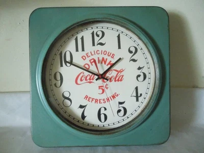 Vintage Style Coca Cola Wall Clock 15" Square Metal Frame Glass Lens Made in USA - Image 1 of 4