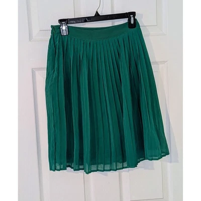 Falda Plisada Verde Sabine Anthropologie XS Mini Patinadora Fiesta Cóctel Carrera Foto 1 de 4