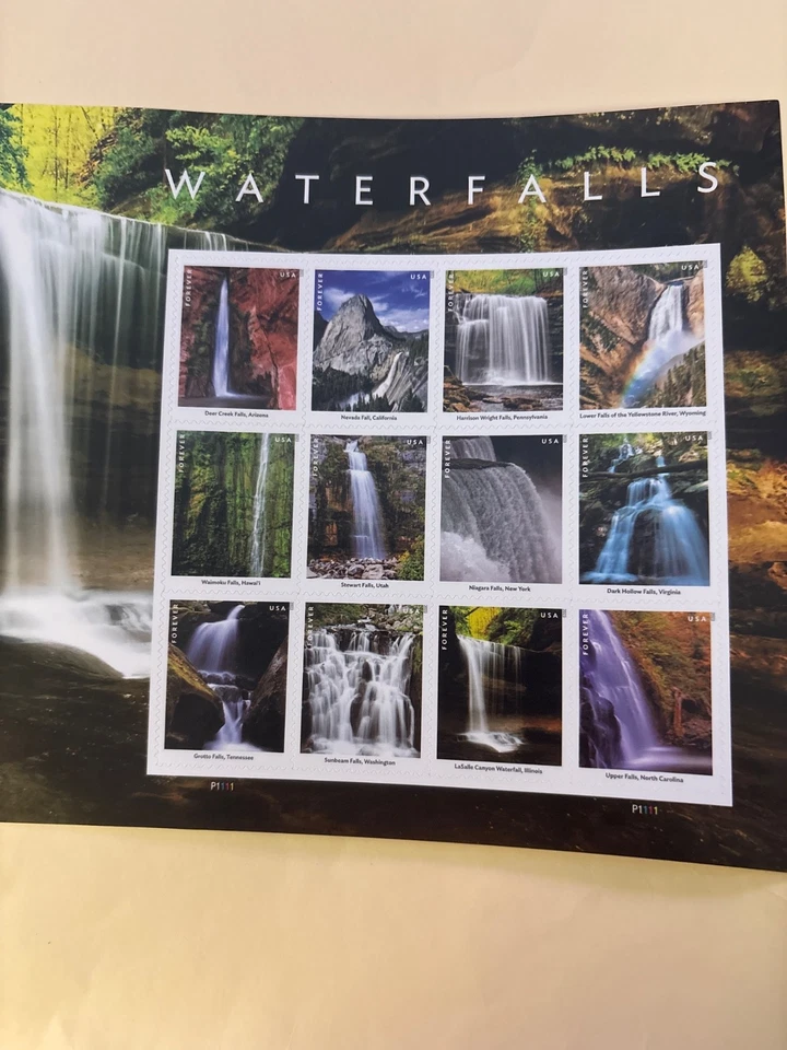 Scott #5800 Waterfalls Pane of 12 Forever Stamps (2023) - Image 1 of 1
