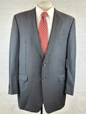 Vintage Hickey Freeman Loro Piana Men’s Dark Gray Striped Wool Suit 44L 38X28 - Image 1 of 4