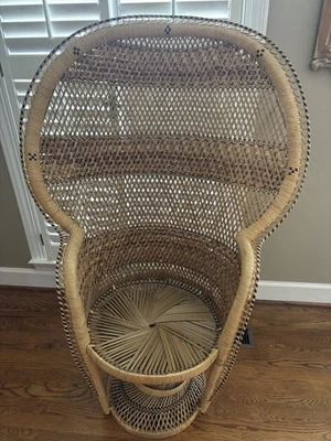 Vintage Wicker Emmanuel Peacock  Chair 53” X 37” Circa 1960's-1970's - Image 1 of 4