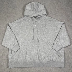 Y2K Nike Center Swoosh Hoodie Cropped Heather Gray Sweatshirt Size Medium - Picture 1 of 9