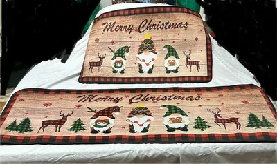 Christmas Gnome Kitchen Rugs  Non Slip Runner Rug Set Of Two - Image 1 of 3