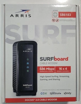 ARRIS SB6183 Surfboard 16x4 DOCSIS 3.0 Cable Modem - Black - Image 1 of 3