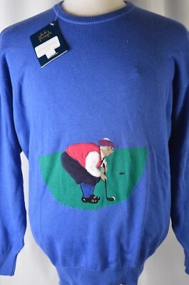 Pringle Men's Pullover Sweater Size Large Scotland Golfer Cotton Golf Blue NWT - Image 1 of 4